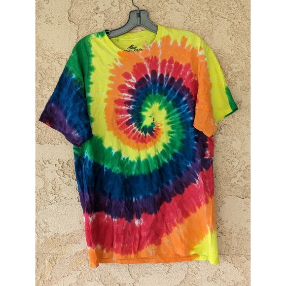 Koloa Surf Co Mens Tie Dye Shirt Size M Rainbow Spiral Pattern Short Sleeve - Picture 1 of 3